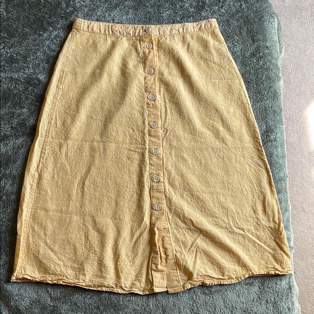 Joe Fresh Yellow Button Front Pencil Midi Skirt